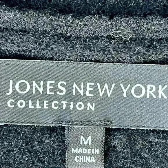 Joan of New York collection Jacket Black Merino Wool & Leather Size Med. - Picture 7 of 8